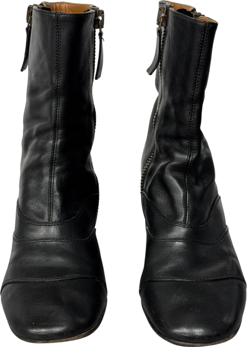 Chloé Lexi Black Ankle Leather Double Zipper Block Heel Boots UK 6.5 EU 39.5 👠