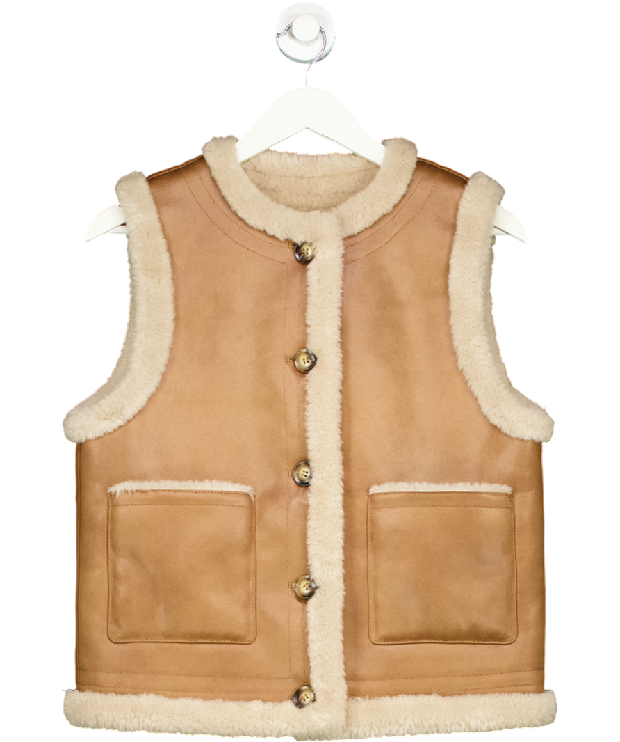 Mint Velvet Brown Tan Reversible Faux Fur Gilet UK S