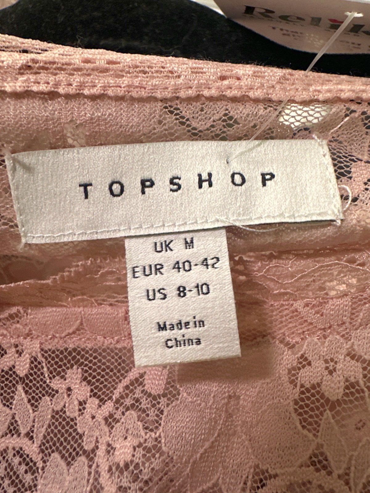 TopShop Pink Lace Short Sleeve T-Shirt UK M