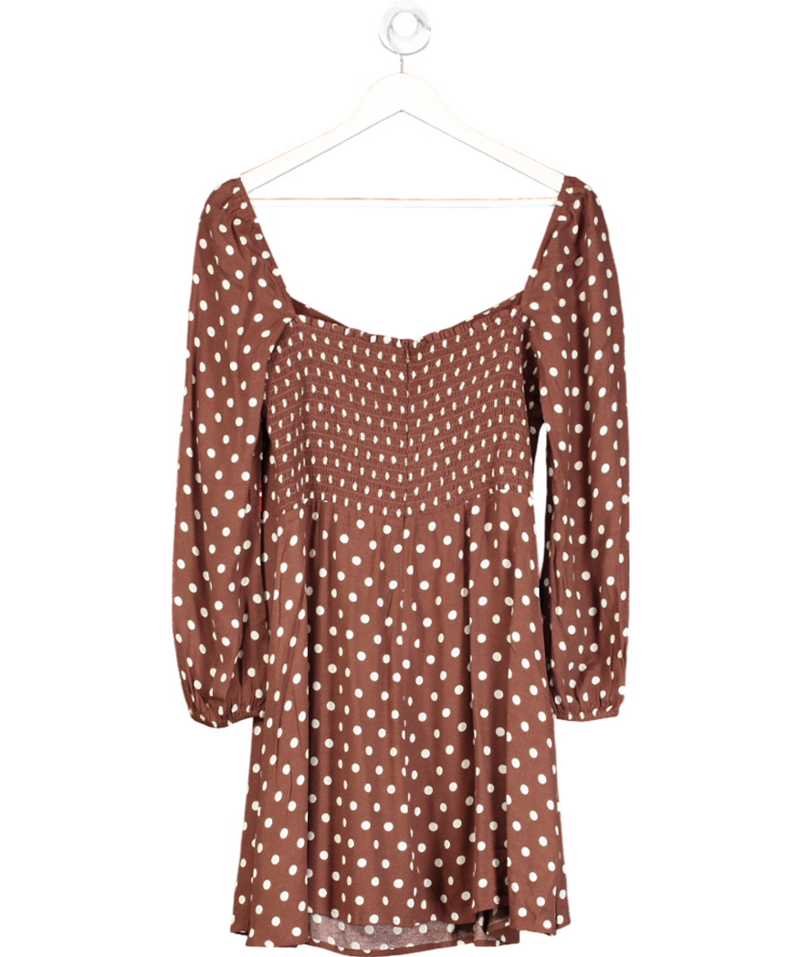 Reformation Brown Mochi Polka Dot Dress UK 10