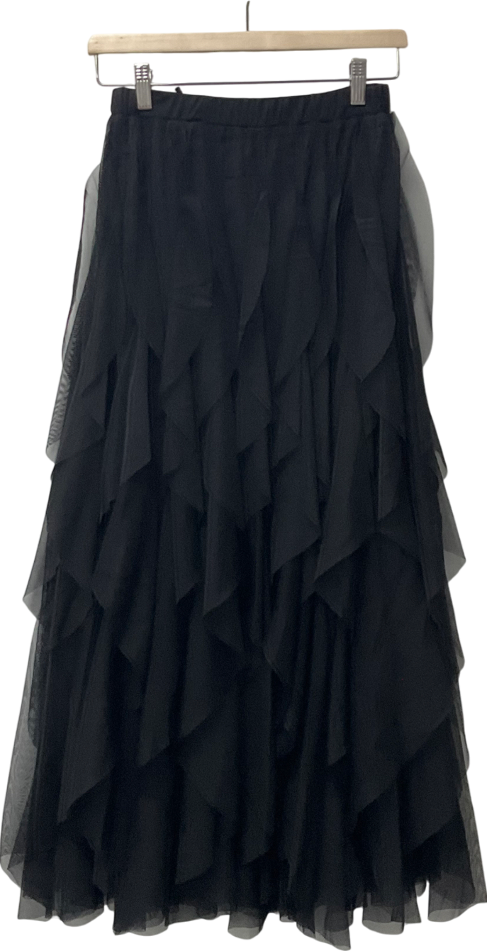 Eleven Loves Black Iris Multi-ribbon Tulle Maxi Skirt (black) UK S/M