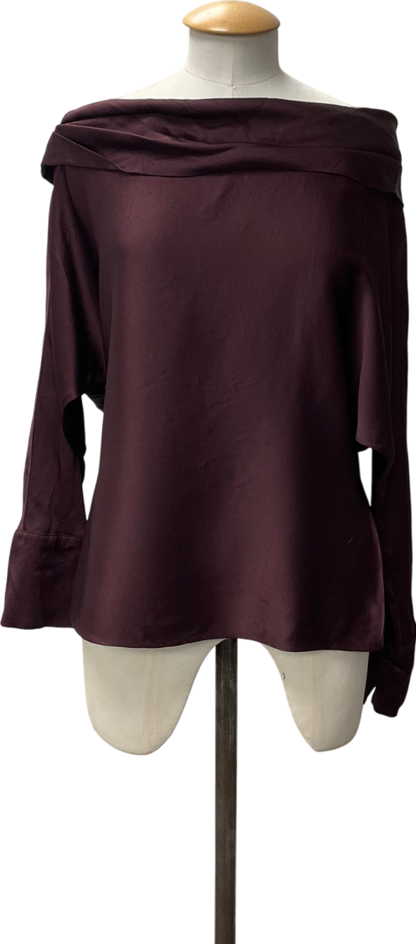 ZARA Purple Asymmetric Satin Top UK XL