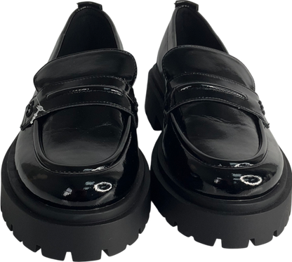 Next Black Patent Forever Comfort® Chunky Loafers UK 4 EU 37 👠