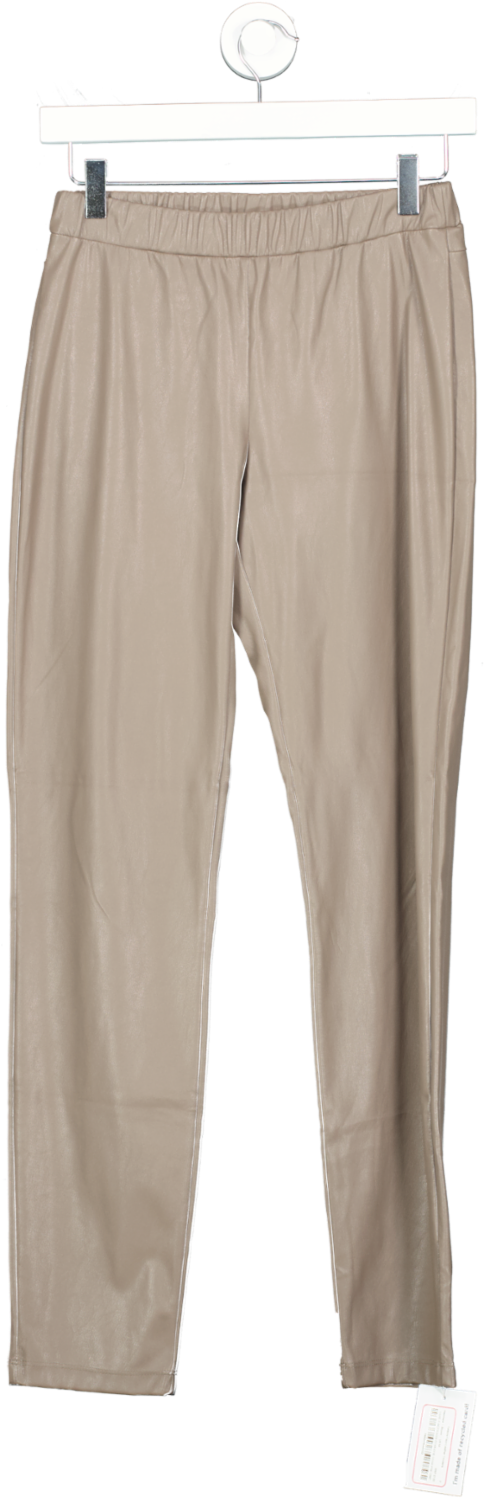 maxmara Brown Leisure Faux Leather Trousers UK M