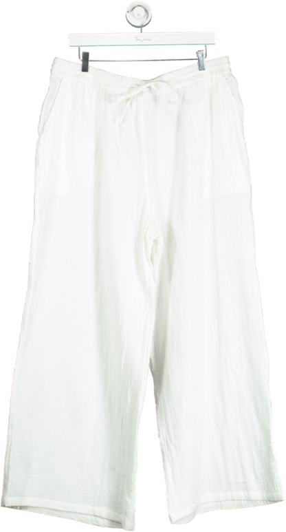 Simply Be. White Cotton Wide-Leg Trousers UK 18