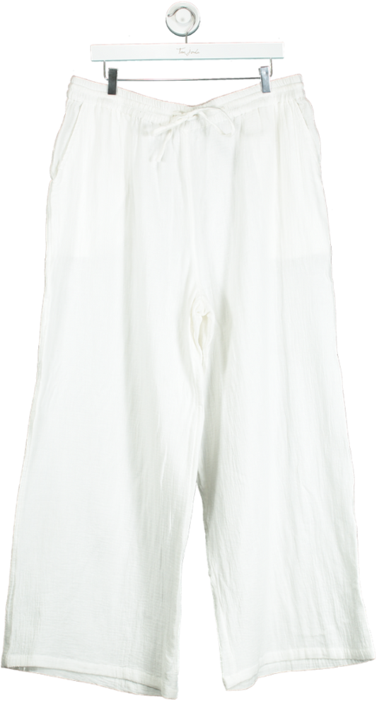 Simply Be. White Cotton Wide-Leg Trousers UK 18