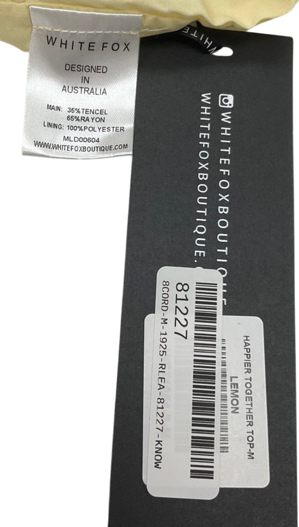 White Fox Yellow Happier Together Top Lemon Top & Shorts Set UK M/L