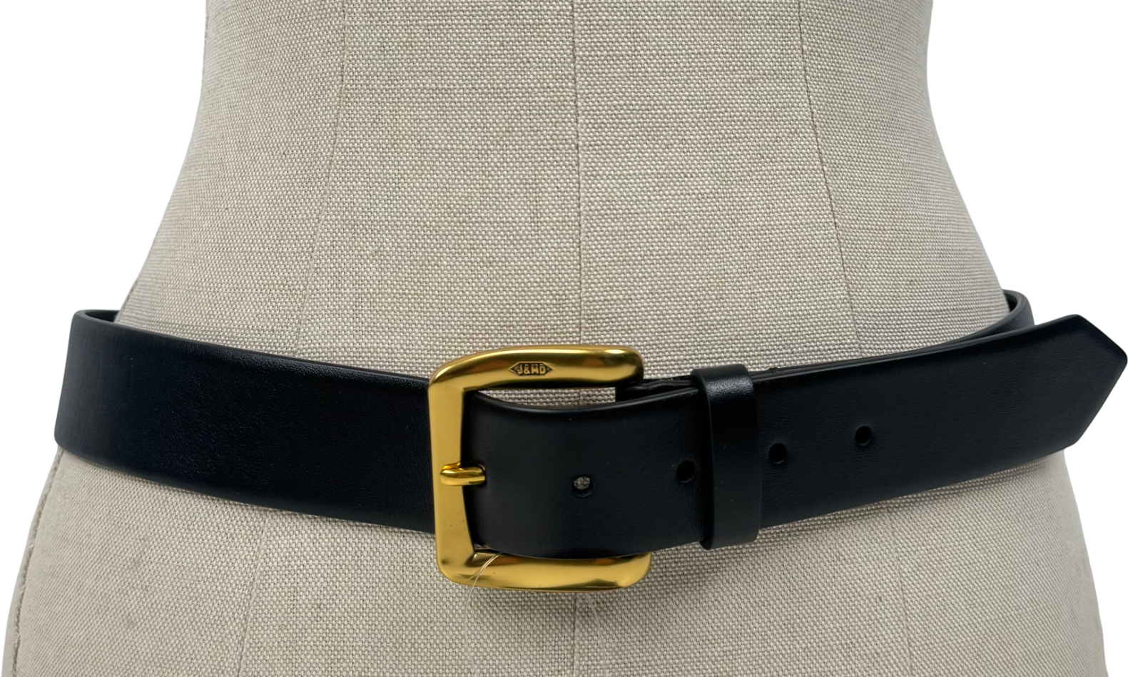 J&M Davidson Black Leather Gold Buckle Belt UK M
