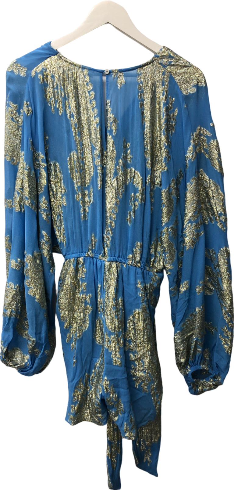 River Island Blue Metallic Detailed Play Suit UK 12