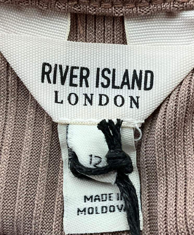 River Island Brown Ribbed Bodycon Midi Dress UK 12