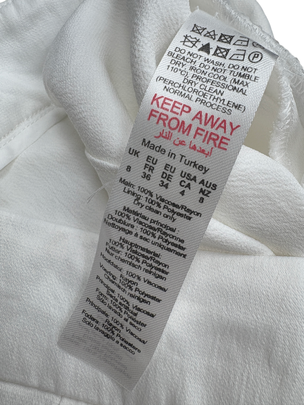 Karen Millen White Tailored Viscose Satin Back Crepe Wide Leg Trousers UK 6 PETITE