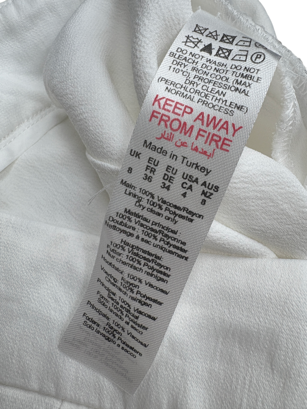 Karen Millen White Tailored Viscose Satin Back Crepe Wide Leg Trousers UK 6 PETITE