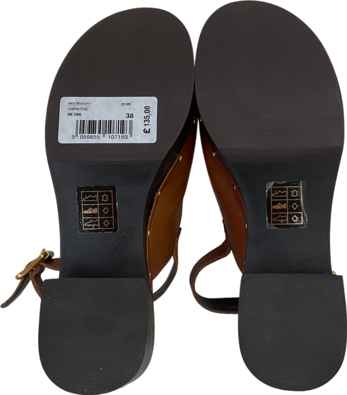 Ted Baker Brown Marjay Leather Heeled Clogs UK 5 EU 38 👠