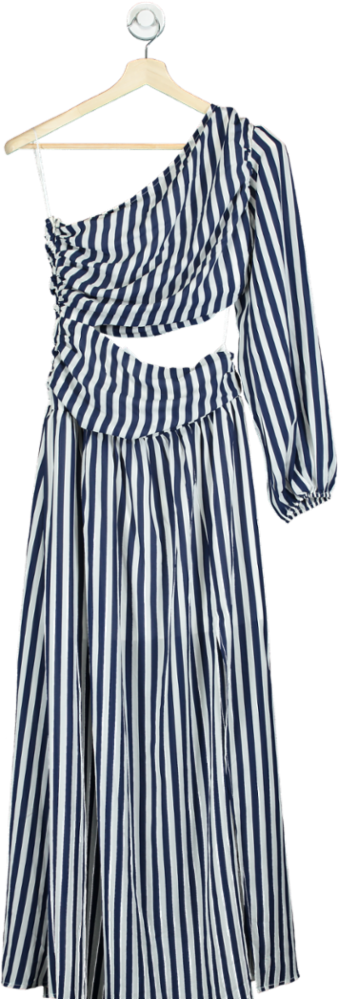 Fashion Nova Blue White Striped Asymmetric Dress UK S Reliked