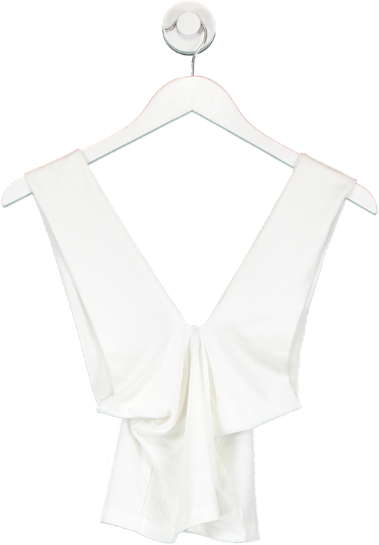 SHEIN White Ribbed V Front Top UK S
