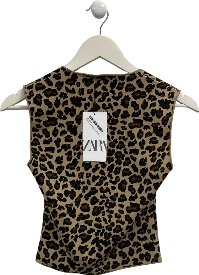 ZARA Brown Leopard Print Top UK M