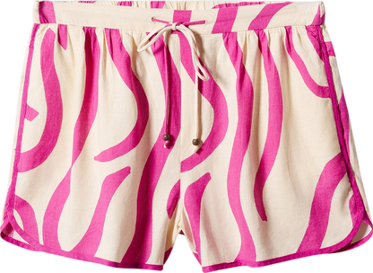 MANGO Pink Printed Linen ShortS UK S