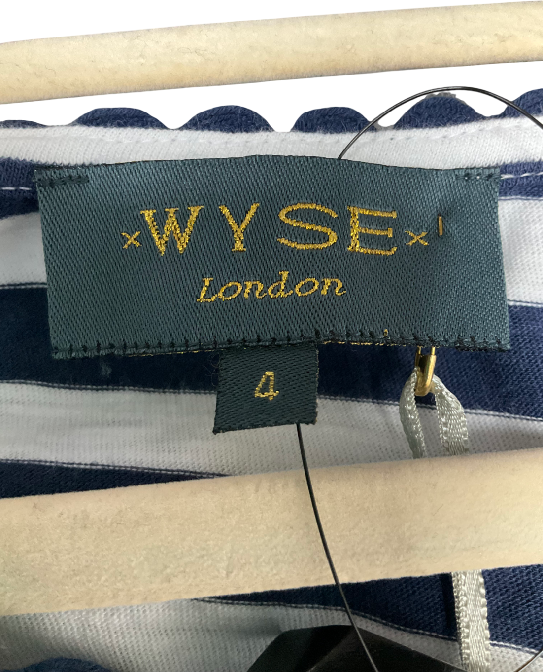 Wyse Blue Elyna Striped Long Sleeve Tee with Scallop trim UK 14