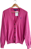 Polo Ralph Lauren Pink 100% Cotton V-neck Cardigan UK M