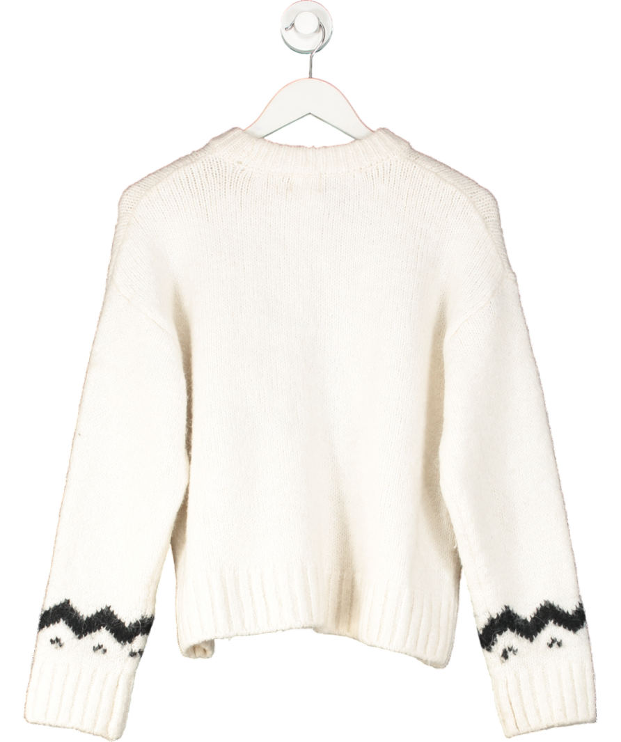 H&M White Jacquard Knit Jumper UK S