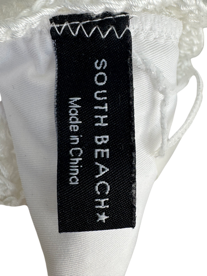 South & Beach Jasmin X Sb Sunseeker Bikini Bottoms In White Crochet & Bikini Top In White Crochet UK 10