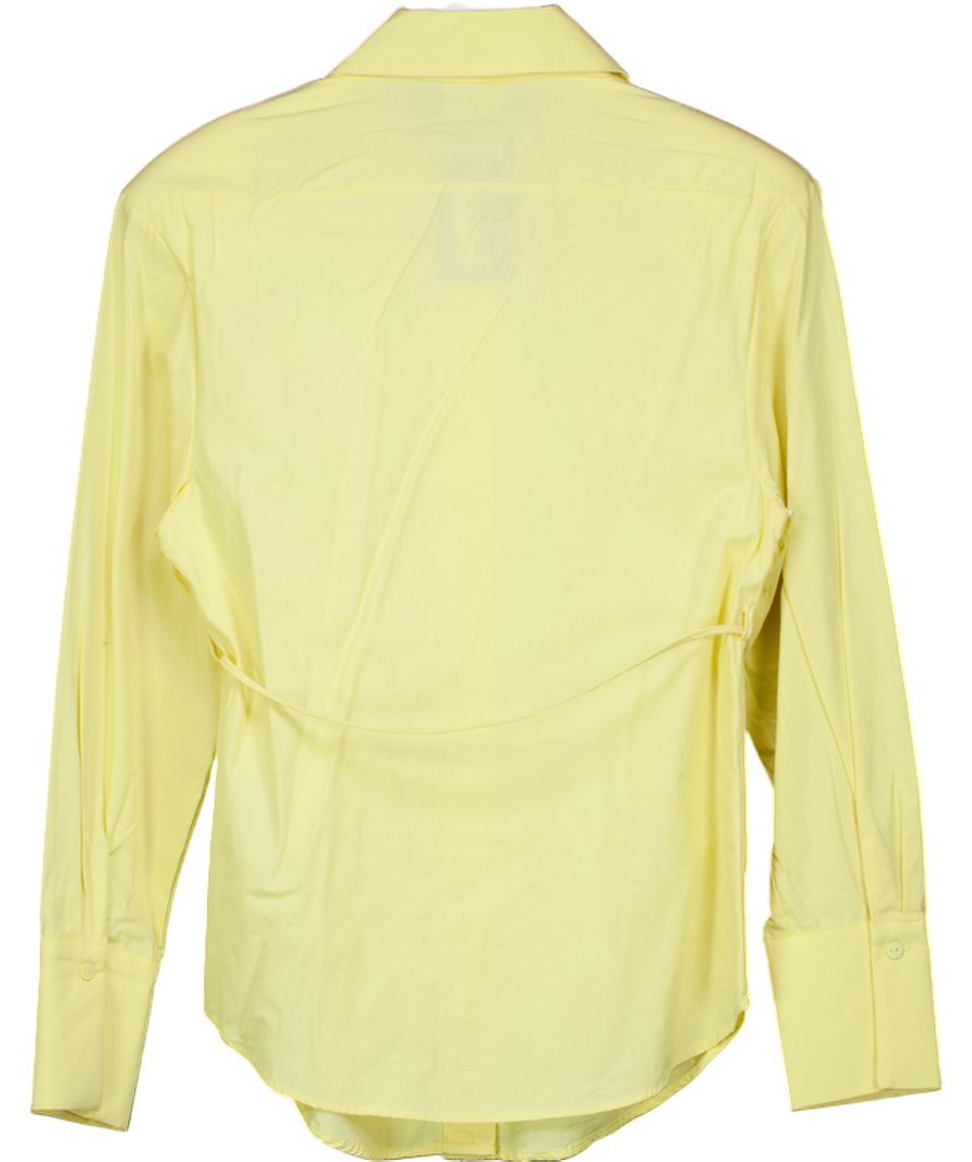 ASOS Yellow Cinch Shoulder Pad Shirt With Tie Back UK 8