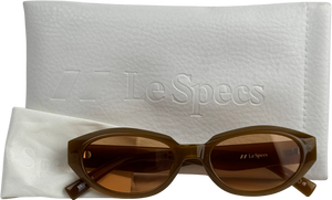 LE SPECS Le Bijou 90's Oval Toffee Brown Sunglasses In Case