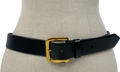 J&M Davidson Black Leather Gold Buckle Belt UK M
