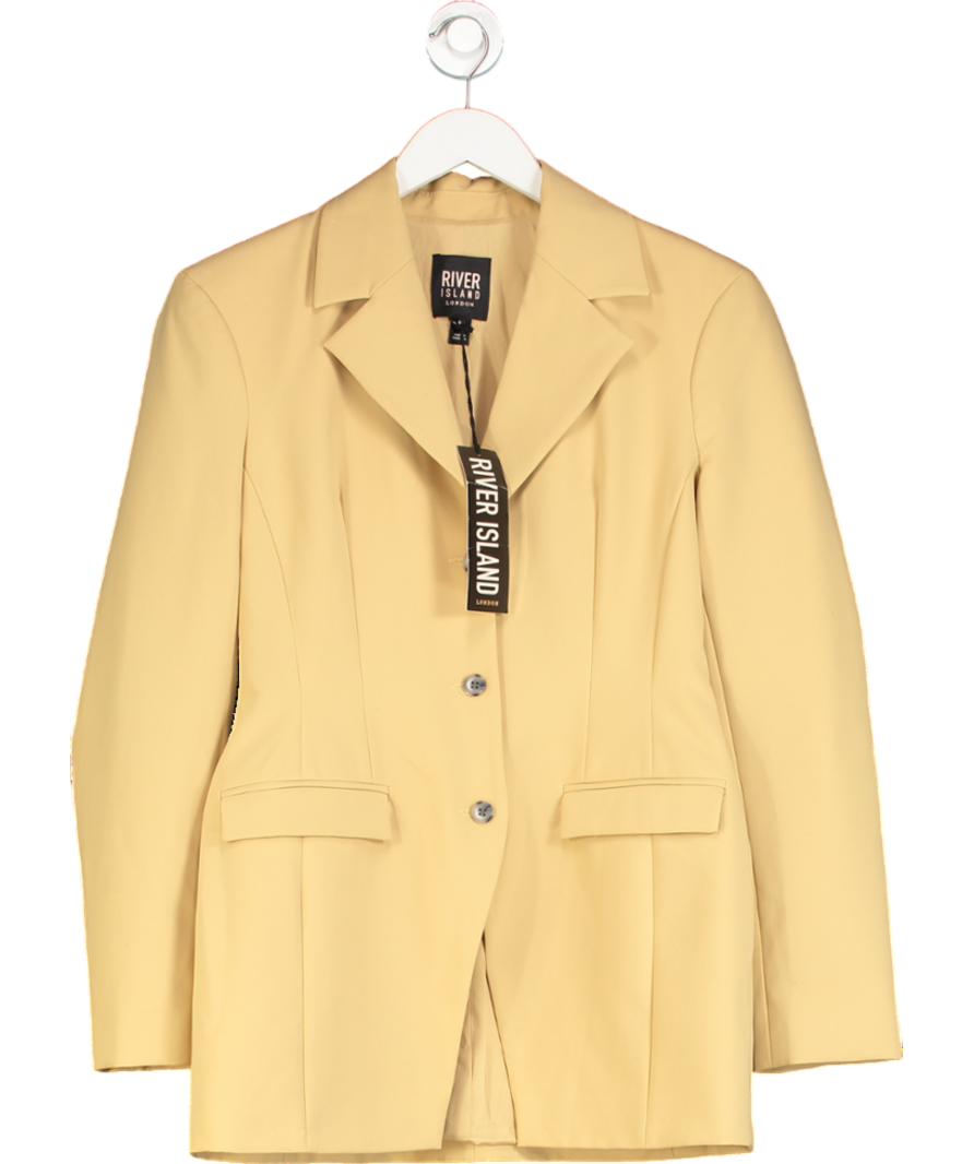 River Island Beige V-neck Collared Focus Blazer UK 8