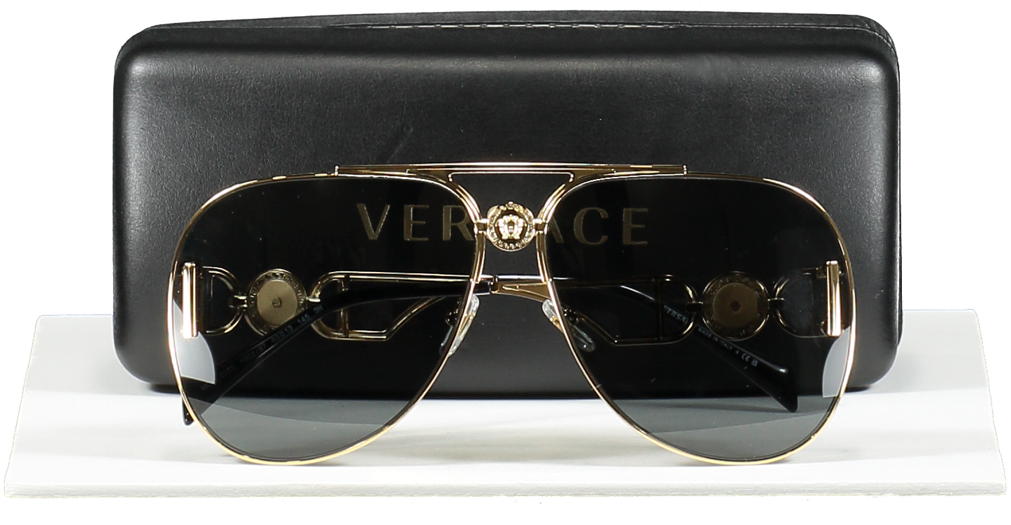 Gianni Versace Metallic Gold Medusa Logo Ve 2255 Sunglasses in case