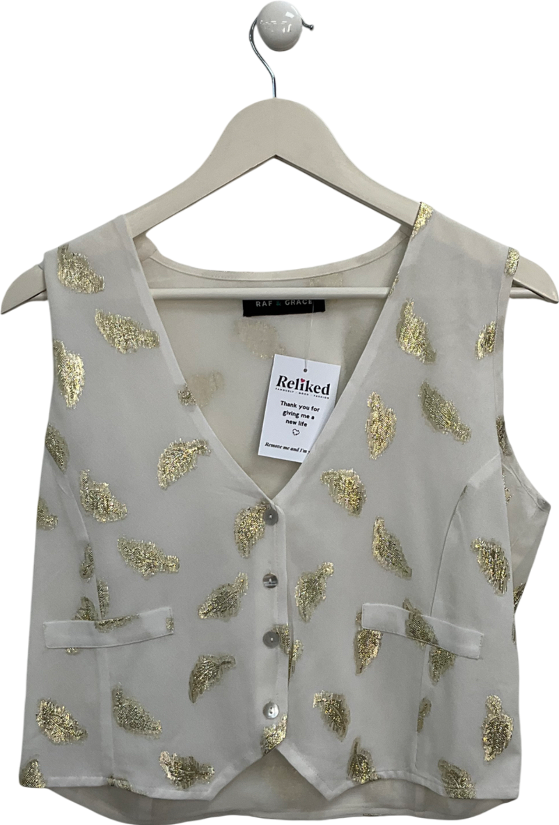 Raf & Grace Cream Sadie Feather Waistcoat UK S/M