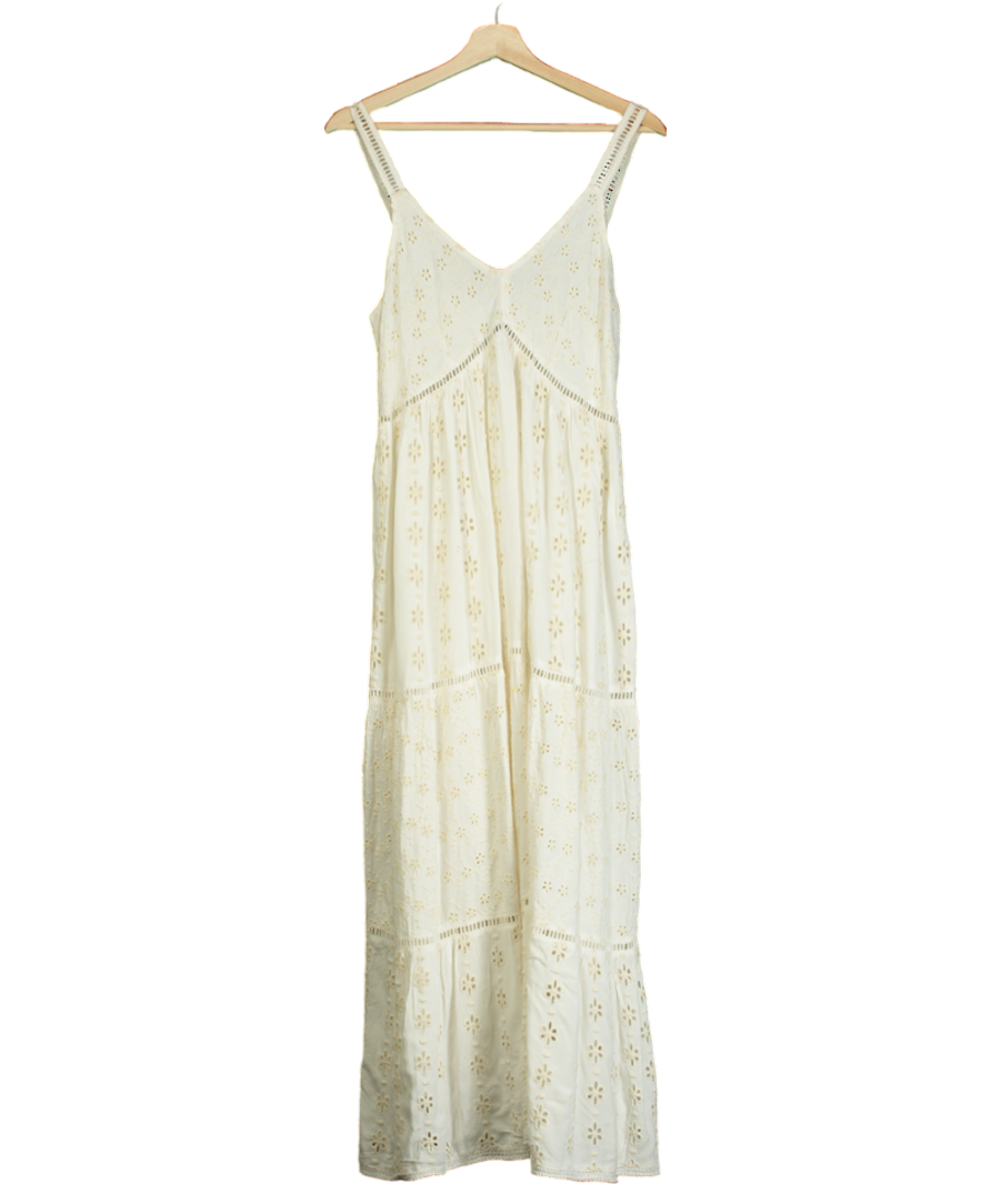 Positano Cream White Embroided Long Dress UK M/L