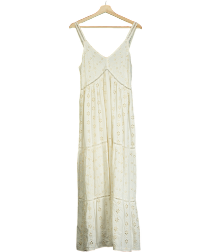 Positano Cream White Embroided Long Dress UK M/L