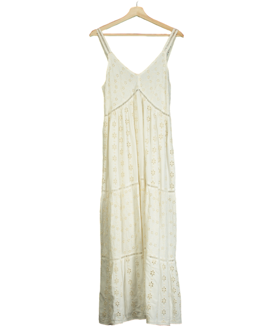 Positano Cream White Embroided Long Dress UK M/L