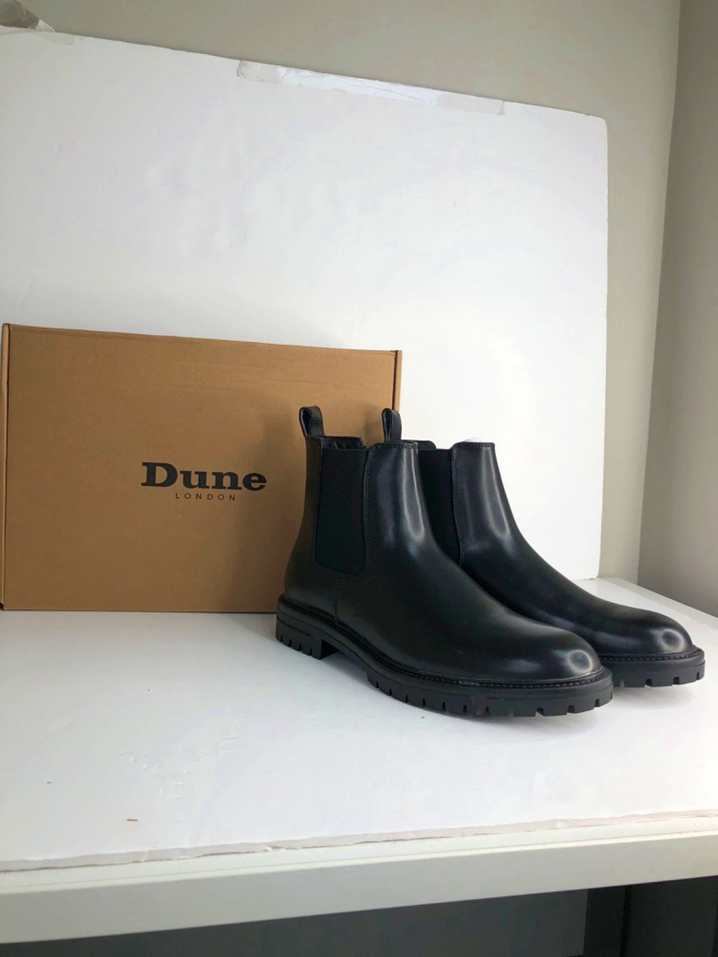 Dune London Black Colson Leather Chelsea Boots UK 8