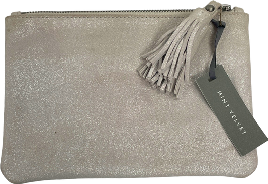 Mint Velvet Silver Sparkle Tassel Clutch Bag
