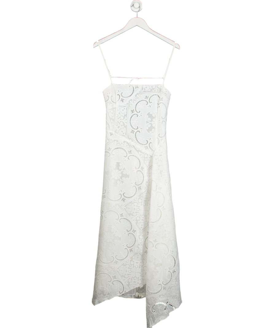 MANGO White Asymmetrical Embroidered Dress UK L