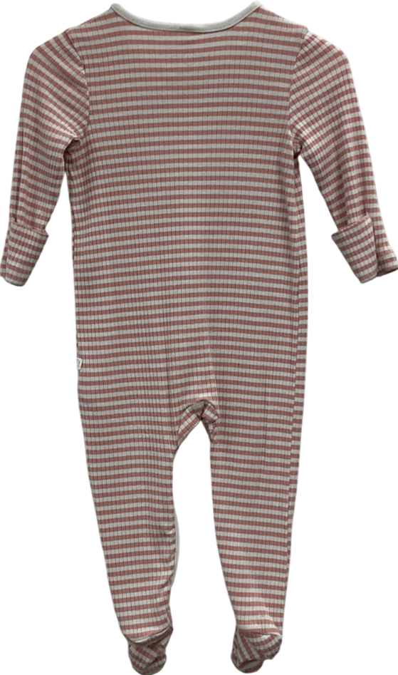 Mori Baby Pink Stripe Ribbed Clever Zip Sleepsuit 3-6 Months