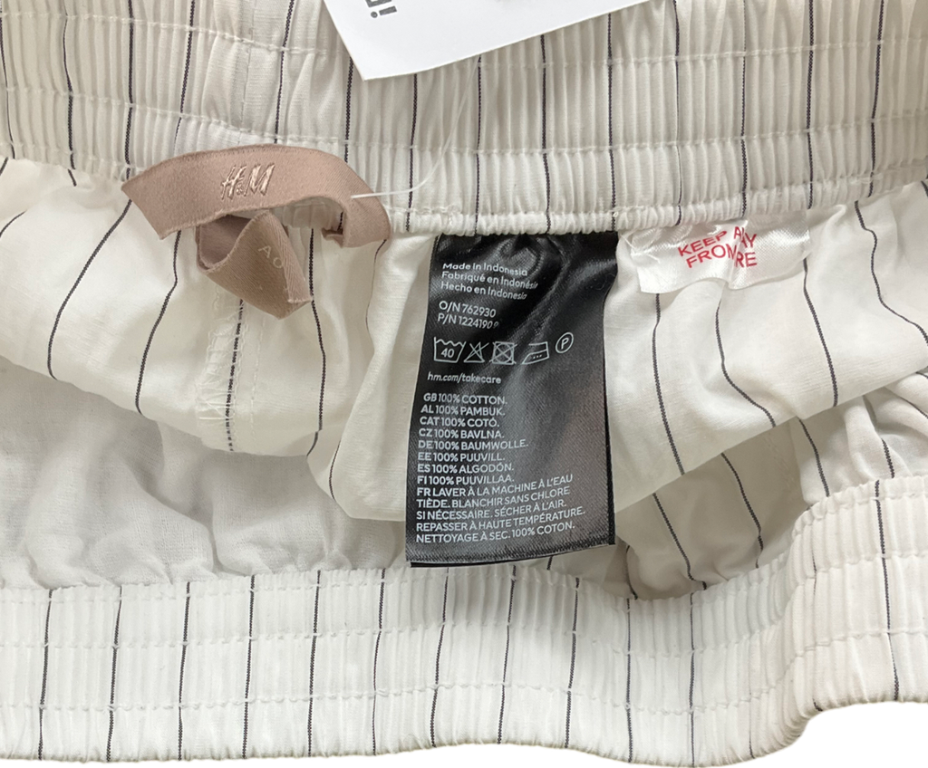 H&M White Cotton Boxer-style Shorts UK S
