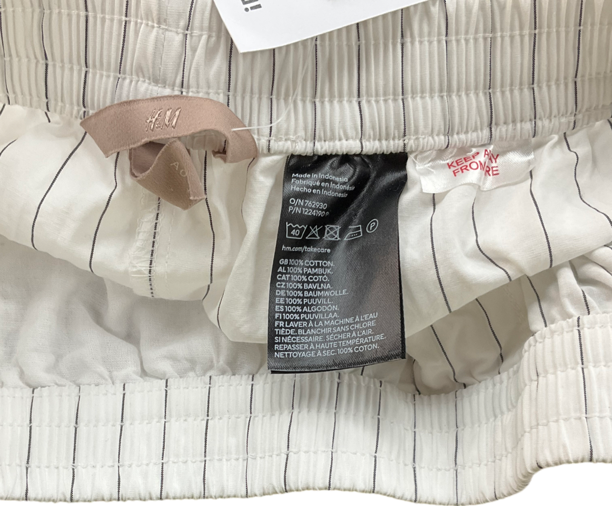 H&M White Cotton Boxer-style Shorts UK S