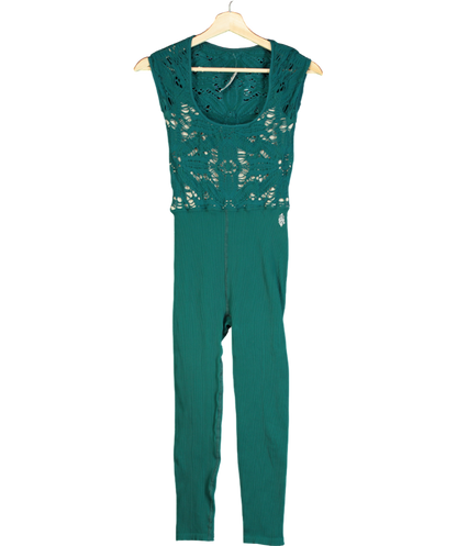 Free People Green Happiness Runs Floral One Piece Jumpsuit UK M