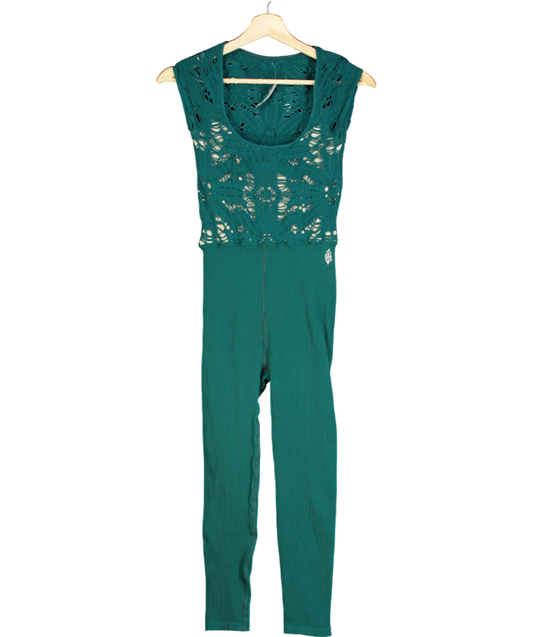 Free People Green Happiness Runs Floral One Piece Jumpsuit UK M