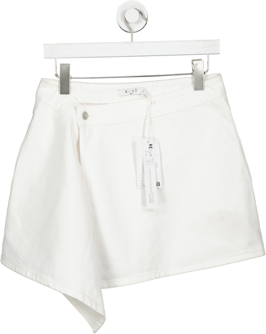 NA-KD White Mini Denim Skirt UK 8