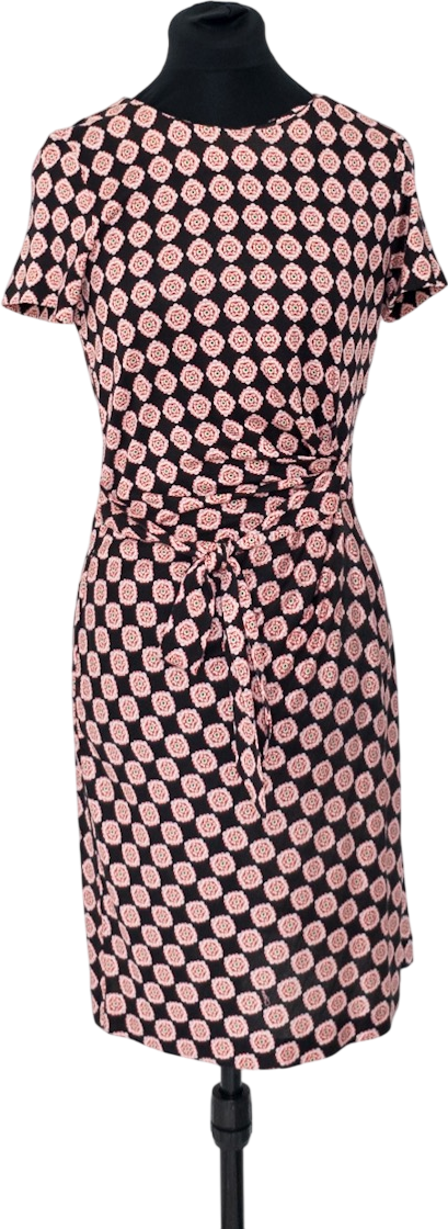 Diane von Furstenberg Navuy Blue 100% Silk Jersey Printed Tie Waist Zoe Dress Us6 UK 10
