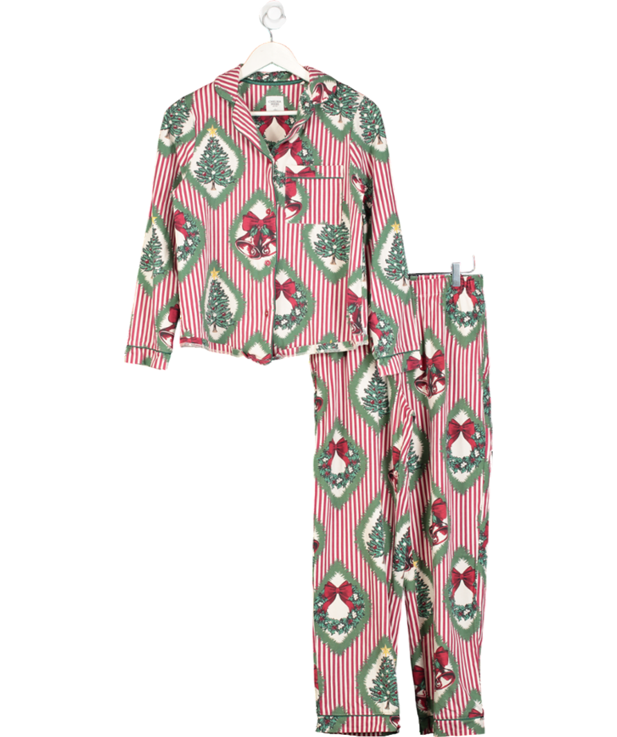 Chelsea Peers Red Christmas Tree & Wreath Long Pyjamas UK XS