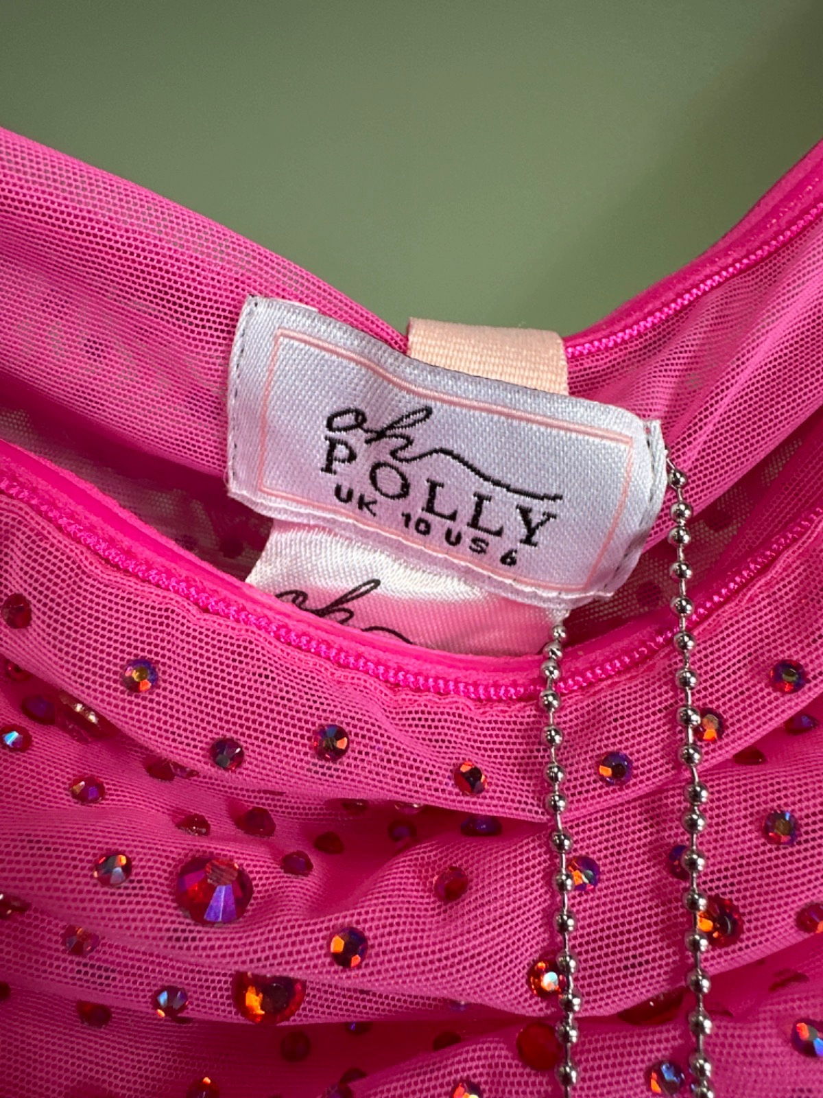 Oh Polly Embellished Lace-Up Off-Shoulder Mini Dress in Bubblegum Pink UK 10