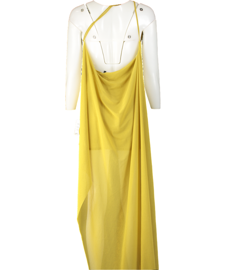 ASOS Green Stretch Chiffon One Shoulder Mini Dress With Oversized Drape Back Detail UK 6