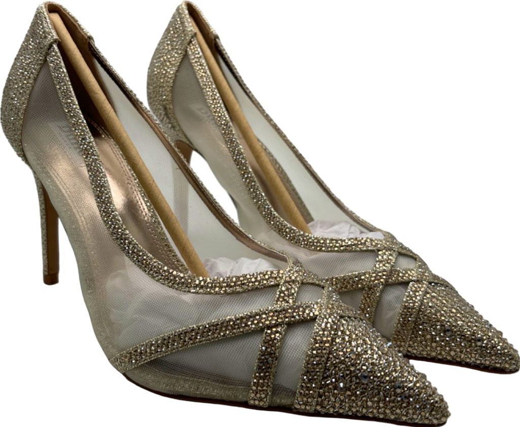 Dune London Gold Lurex Mesh Mix Court Shoes UK 8