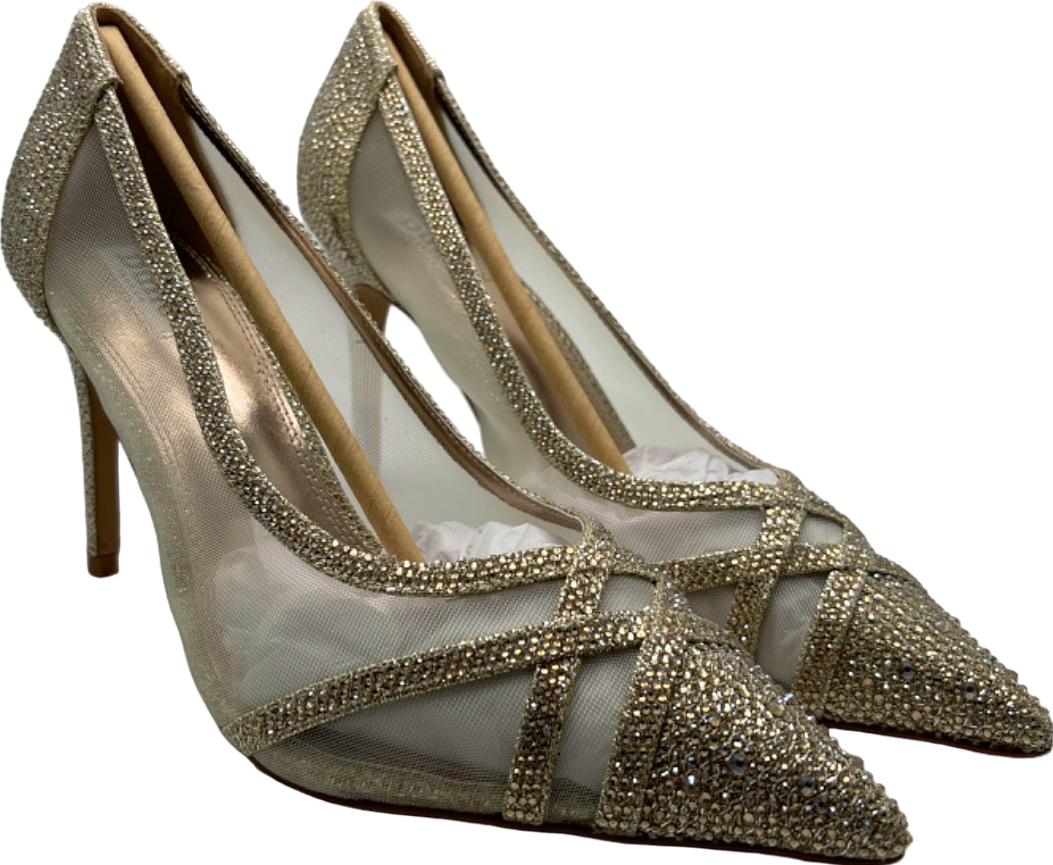 Dune London Gold Lurex Mesh Mix Court Shoes UK 8