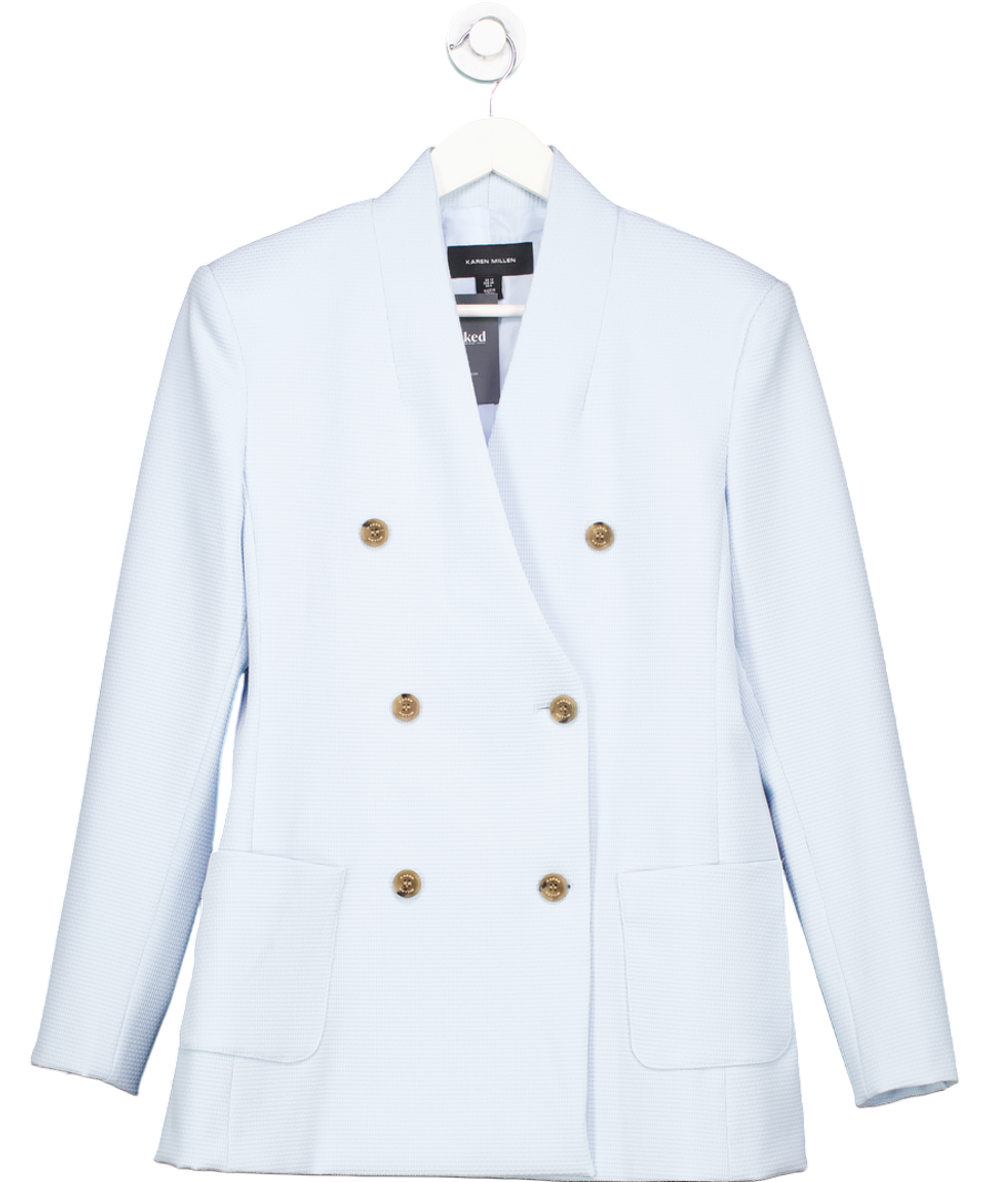 Karen Millen Blue Tailored Textured Double Breasted Jacket UK 12